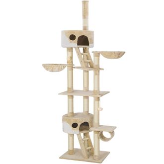 TecTake &Aacute;rbol rascador para gatos, postes de sisal, antivuelco, 260 cm, gris