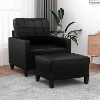 vidaXL Vidaxl - Sill&oacute;n Con Taburete Cuero Sint&eacute;tico Negro 60 Cm