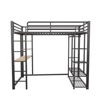 Urban Meuble Cama alta de metal con escritorio, estantes y almacenamiento