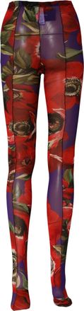 Dolce & Gabbana Floral Print Nylon Tights - Red