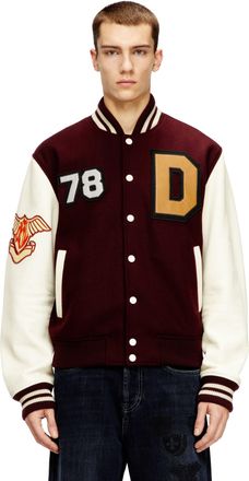Diesel Varsity jacket in wool and leather - Leather jackets - Man - Multicolor
