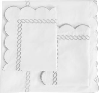 Melange Home Scallop Rope Duvet & Sham Set in White/Grey at Nordstrom Rack, Size Full/queen