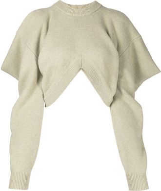 Alexander Wang draped-sleeve knit jumper - women - Wool/Wool/Polyacrylic/Elastane - S - Green