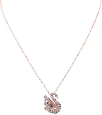 Swarovski 18K Rose-Gold Plated Swan Pendant Necklace