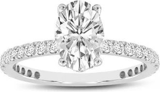 LuvMyJewelry Eliana 14K White Gold Oval Lab Grown Diamond Hidden Halo Engagement Ring - 2 Ct at Nordstrom, Size 7.5