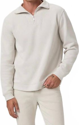Paige Orion Ribbed Quarter Zip Pullover Sweatshirt In Grey Dove