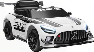Mauro Ferretti Auto Elettrica Bambini 3-8 Anni Mercedes-amg 12v Con Telecomando, Luci Led, Rotelle Di Trasporto, Bianco