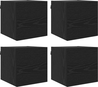 vidaXL Mueble Para Tv Montado En La Pared 4 Uds. Roble Negro Vidaxl