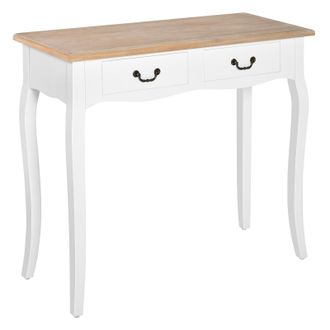 HOMCOM Homcom - Mesa De Consola Mesa Auxiliar Con 2 Cajones Dise&ntilde;o De Retro Para Entrada Pasillo Sala De Estar Dormitorio Pino 87x34x78,5 Cm