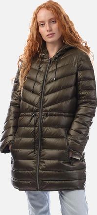 DKNY Womens Zip Front Puffer Jacket With Cinched Waist - Grey - Size: 18/16