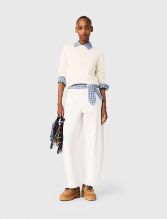 Maje Rhinestone-front Cardigan - Off White - Maje