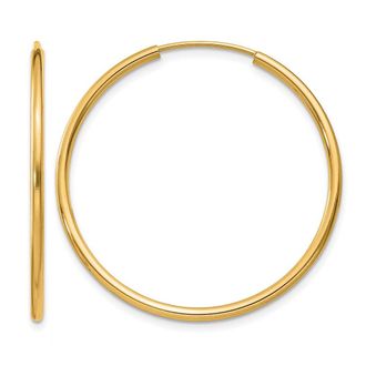 Diamond2Deal 14k Gold 1.50mm Polished Round Hoop Earrings 30 mm