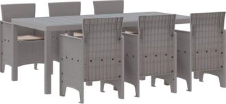 vidaXL Vidaxl - Garden Dining Set 7 pcs Light Grey Polt rattan