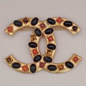 Chanel Cc Logo Brooch Crystal Embellished Metal _Plated Brooch Jewelry (Pre-Owned)