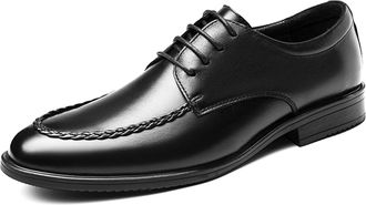 Generic Shoes Dress Oxford for Men Lace Up Round Apron Toe Derby Shoes Leather Non Slip Low Top Anti-Slip Rubber Sole Slip Resistant Party(Black,8.5 UK)