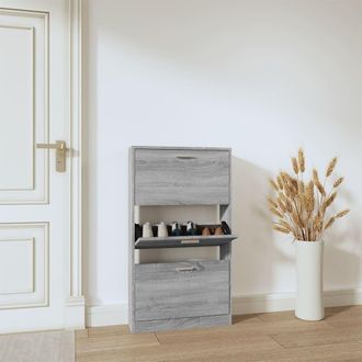 Berkfield Home Shoe Cabinet Grey Sonoma 59x17x108 cm Engineered Wood | Size: 59 x 17 x 108 cm