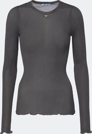 Prada Ribbed-knit silk top