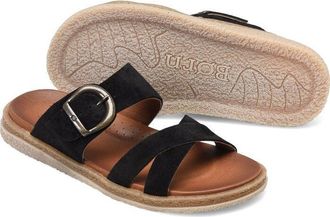 Børn Caite BR0037009 Womens US 8 Black Distressed Slip On Slide Sandals KHD2367