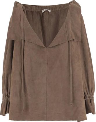 By Malene Birger Leather Jackets, female, Brown, XS, Dicte Suede Blouse