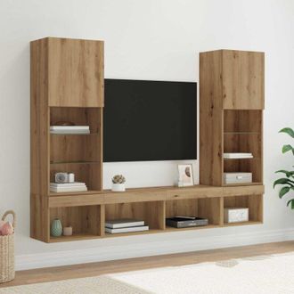 vidaXL vidaXL Unit&agrave; a muro per TV con LED con led 5 pcs Rovere artigianale
