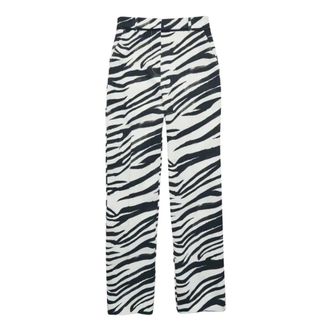 Patrizia Pepe Zebra-print twill broek - Dames - Straight fit broeken - Veelkleurig - L - Polyester - Broeken