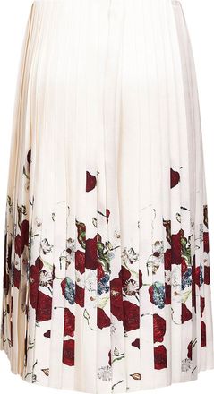 Khaite Womens Cream Printed Twill Pleated Midi Skirt Ivory Viscose