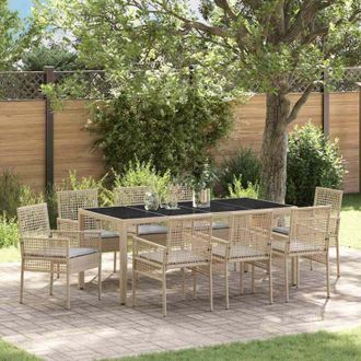 vidaXL Conjunto De Comedor De Jard&iacute;n 9 Pcs Beige Polirat&aacute;n Vidaxl