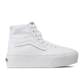 Vans Mens Sk8hi Platform Canvas Sneakers - White Textile - Size EU 36