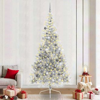 vidaXL Rbol De Navidad Con Luces De Cuerda Decorativa Plateado 240 Cm Vidaxl