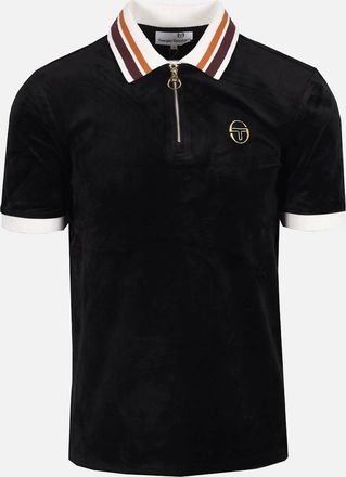 Sergio Tacchini Mens Sergio Tacchini Mahony Half Zip Velour Polo Black/Gold - Black/Multi - Size: 38