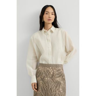 Brunello Cucinelli Linen and cotton organza shirt in Milk at Nordstrom, Size Xxx-Large