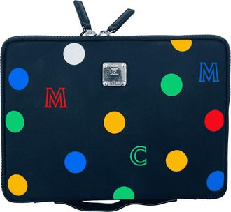 MCM Black Fabric Color Dotted Small iPad Case