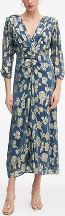 Hoss Intropia Abito midi a fiori con scollo a V - Blu