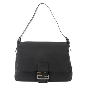 Fendi Pre-owned Zucchino Baguette Tas - Dames - Pre-owned - Zwart - Maat: ONE Size Leer