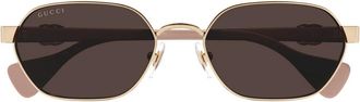 Gucci Hexagonale Zonnebril Mini Running Paars - unisex - Zonnebrillen - Geel - 56 MM - Accessoires