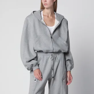 The Attico Felpa con cappuccio in cotone melange grigio