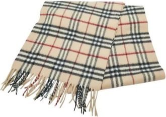Burberry Pre-owned Scarves, female, Beige, Size: ONE SIZE Pre-owned Wool Scarf