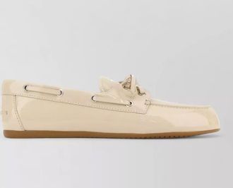 Miu Miu leather loafers bow detail patent finish rubber sole