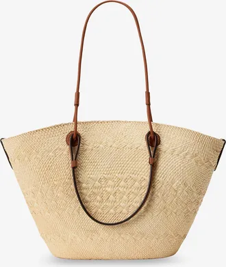 Loewe Womens Shoulder Bag Paulas Ibiza Raffia-Leather Beige Raffia/leather