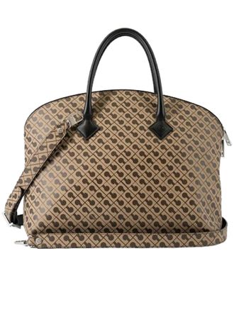Gherardini Large Brown Geometric Pattern Bowling Handbag