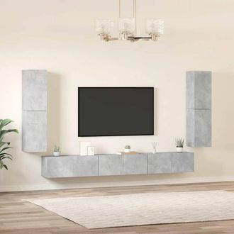 Berkfield Home Classic 7 Piece TV Cabinet Set Concrete Grey Engineered Wood