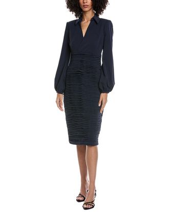Badgley Mischka Ruched Midi Dress