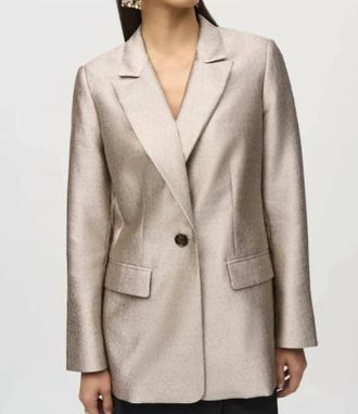 Joseph Ribkoff Woven Fitted Metallic Blazer In Gold