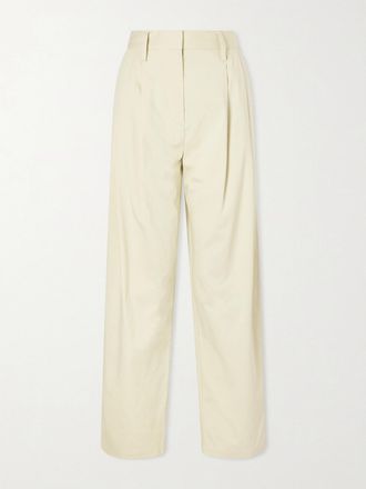 Proenza Schouler Pantaloni A Gamba Dritta In Misto Cotone Con Pinces Taya - Giallo