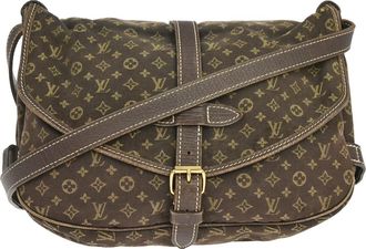 Louis Vuitton Saumur Mini Lin Brown Canvas Handbag (Pre-Owned)