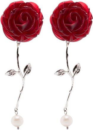 Magda Butrym Rose Pearl-Detail Earrings - Womens - Freshwater Pearl/Brass/Resin