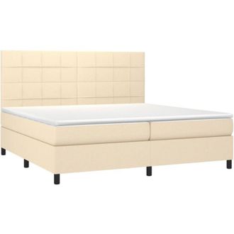 vidaXL Vidaxl - Cama Box Spring Colch&oacute;n Y Luces Led Tela Crema 200x200 Cm