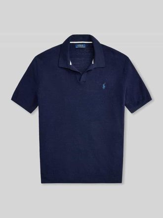 Polo Ralph Lauren Regular Fit Poloshirt aus Baumwoll-Leinen-Mix in Dunkelblau, Gr&ouml;&szlig;e XXL