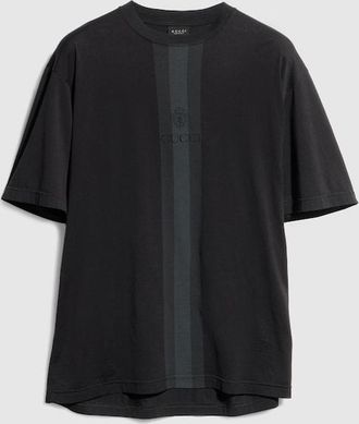 Gucci Cotton T-shirt With Muted Web, Size XXXL, Black