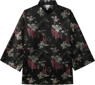 Comme Des Gar&ccedil;ons Blouse met kraag en bloemenprint - Zwart